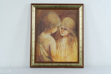 Load image into Gallery viewer, Vintage Margaret Keane A Little Kiss Framed Art Print Big Eyes Children 20 x 24