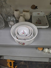 Load image into Gallery viewer, Le Faune Fireproof Porcelain Nesting Baking Bowl Set 4 Floral Butterfly France