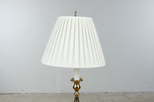 Load image into Gallery viewer, Gold Tone Candlestick Buffet Table Lamp Pleated Shade 27 Inch