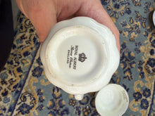 Load image into Gallery viewer, Royal Albert “25th Anniversary” Creamer & Sugar Bowl Set – Silver Floral Pattern, Bone China, England