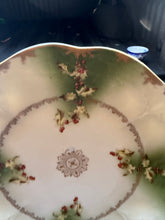 Load image into Gallery viewer, Antique Carl Tielsch & Co. (C.T. Altwasser) Handled Serving Plate – Holly & Berries Christmas Motif – Green Ombre with Gold Trim – Germany, c. 1900