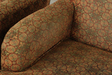 Load image into Gallery viewer, Pair of Traditional Upholstered Club Chairs with Patterned Fabric and Turned Wood Legs