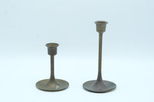 Load image into Gallery viewer, Vintage Mid Century Brass Candlestick Holders Pair Graduated Modernist