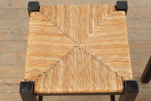 Load image into Gallery viewer, Pair Counter Height Rush Seat Bar Stools Dark Wood 25 Inch
