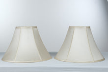 Load image into Gallery viewer, Vintage Pair Ivory Silk Bell Lamp Shades 17 Inch Traditional