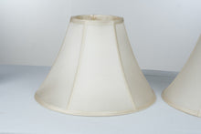 Load image into Gallery viewer, Vintage Pair Ivory Silk Bell Lamp Shades 17 Inch Traditional