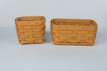 Load image into Gallery viewer, Longaberger Vintage Woven Basket Set of 2 with Plastic Protector USA