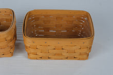 Load image into Gallery viewer, Longaberger Vintage Woven Basket Set of 2 with Plastic Protector USA