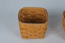 Load image into Gallery viewer, Longaberger Vintage Woven Basket Set of 2 with Plastic Protector USA