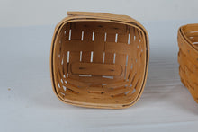 Load image into Gallery viewer, Longaberger Vintage Woven Basket Set of 2 with Plastic Protector USA