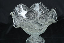 Load image into Gallery viewer, Pressed Glass Pedestal Compote Bowl with Scalloped Rim & Medallion Pattern