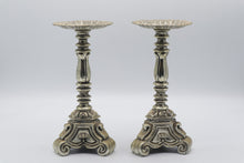 Load image into Gallery viewer, Vintage Rubel Baroque Revival Silver Tone Pillar Candle Holders Pair 1960s