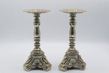 Load image into Gallery viewer, Vintage Rubel Baroque Revival Silver Tone Pillar Candle Holders Pair 1960s