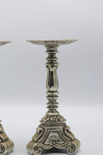 Load image into Gallery viewer, Vintage Rubel Baroque Revival Silver Tone Pillar Candle Holders Pair 1960s