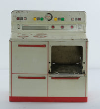 Load image into Gallery viewer, Vintage 1950s Wolverine Tin Toy Oven #2 – Red & White Metal Play Stove with Opening Door