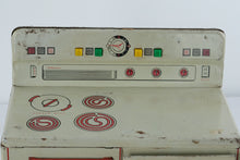 Load image into Gallery viewer, Vintage 1950s Wolverine Tin Toy Oven #2 – Red & White Metal Play Stove with Opening Door