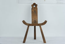 Load image into Gallery viewer, Pair of Rustic Spanish Carved Wood Accent Chairs with Clover Cutout Backs – Sculptural Solid Wood Seating