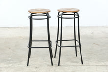 Load image into Gallery viewer, Pair of Wood and Black Metal Counter Height Bar Stools