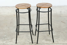 Load image into Gallery viewer, Pair of Wood and Black Metal Counter Height Bar Stools