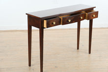 Load image into Gallery viewer, Mahogany Console Table with Three Drawers and Brass Hardware