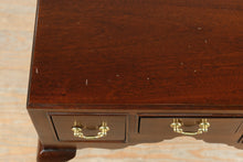 Load image into Gallery viewer, Queen Anne Style Three Drawer Side Table with Cabriole Legs and Brass Pulls