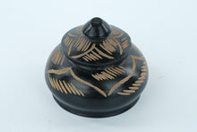 Load image into Gallery viewer, Handcrafted Black and Natural Clay Lidded Trinket Jar – Mexican Folk Art Style – 3.25"