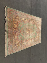 Load image into Gallery viewer, Karastan Green Medallion Kirman Wool Rug – 10x14 Vintage Oriental Design #717