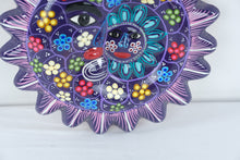Load image into Gallery viewer, Mexican Folk Art Sun Moon Face Wall Plaque Hand Painted Pottery 9 Inch