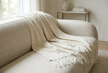 Load image into Gallery viewer, Textillery Weavers Rose Cream Chenille Throw Blanket 35 x 66 Fringed