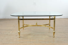 Load image into Gallery viewer, Hollywood Regency Brass Coffee Table with Glass Top and Claw Feet