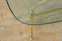 Load image into Gallery viewer, Hollywood Regency Brass Coffee Table with Glass Top and Claw Feet