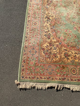 Load image into Gallery viewer, Karastan Green Medallion Kirman Wool Rug – 10x14 Vintage Oriental Design #717