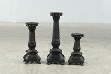 Load image into Gallery viewer, Ornate Gothic Style Candle Holders Set of 3 Spiral Columns Bronze Finish