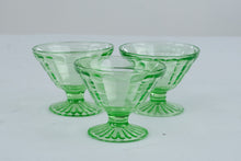 Load image into Gallery viewer, Anchor Hocking Block Optic Green Depression Glass Sherbet Cups Set of 3 Vintage