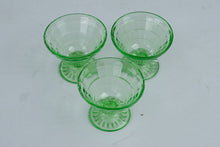 Load image into Gallery viewer, Anchor Hocking Block Optic Green Depression Glass Sherbet Cups Set of 3 Vintage