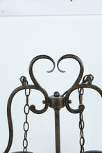 Load image into Gallery viewer, Rustic Bronze 3-Light Chandelier with Amber Glass Shades – 40" Wide