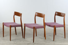 Load image into Gallery viewer, Set of 3 Mid Century Modern Teak Dining Chairs with Upholstered Seats