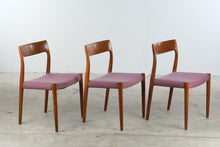 Load image into Gallery viewer, Set of 3 Mid Century Modern Teak Dining Chairs with Upholstered Seats