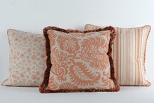 Load image into Gallery viewer, Set of 3 Decorative Throw Pillows 21x21 Down Filled Coral Pattern Velvet Back