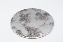 Load image into Gallery viewer, Silver Tone Dogwood Floral Trivets Set of 3 Graduated Round Table Protectors