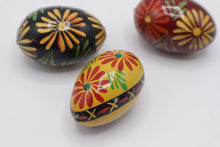 Load image into Gallery viewer, Hand Painted Wooden Egg Set of 3 Floral Rabbit Folk Art Easter Decor