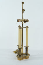 Load image into Gallery viewer, Vintage Brass Triple-Candle Table Lamp – Regency Style Electric Candlestick Lamp 27" Tall