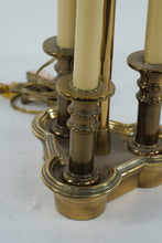 Load image into Gallery viewer, Vintage Brass Triple-Candle Table Lamp – Regency Style Electric Candlestick Lamp 27" Tall