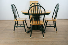 Load image into Gallery viewer, Two-Tone Solid Wood Pedestal Dining Set with Glass Top and Leaf – 5 Piece