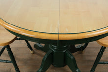 Load image into Gallery viewer, Two-Tone Solid Wood Pedestal Dining Set with Glass Top and Leaf – 5 Piece