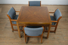 Load image into Gallery viewer, 42" Square Oak Dining Set & Four Rolling Chairs
