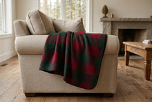 Load image into Gallery viewer, Red Green Black Buffalo Plaid Fleece Throw Blanket 42 x 60 Cabin Lodge Decor