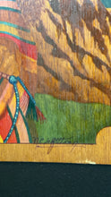 Load image into Gallery viewer, Peruvian Folk Art Painting on Wood Andean Man Llama Signed Panel