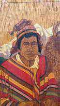 Load image into Gallery viewer, Peruvian Folk Art Painting on Wood Andean Man Llama Signed Panel
