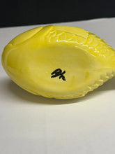 Load image into Gallery viewer, Yellow Fish Shaped Ceramic Lidded Dish Hand Glazed Art Pottery 10 Inch